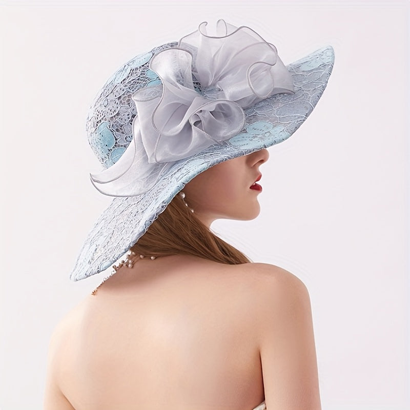Lace Sun Hat Mesh Flower Decor UV Protection