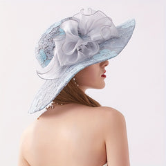 Lace Sun Hat Mesh Flower Decor UV Protection