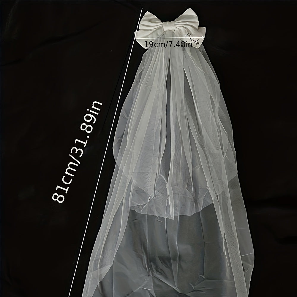 Bridal Bow Veil Wedding Hair Accessory for Women