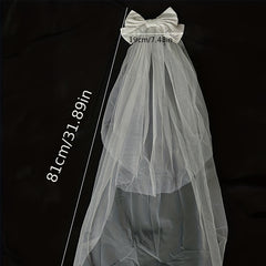 Bridal Bow Veil Wedding Hair Accessory for Women