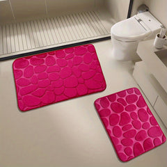 2PC Cobblestone Texture Bathroom Carpet Set