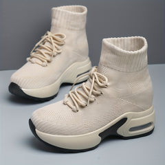 Breathable Flying Woven Casual Sneakers With Hidden Heel Air Cushion