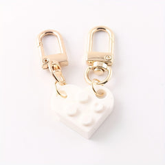Love Heart Brick Keychains For Couples Creative Key Chain Bag Pendant