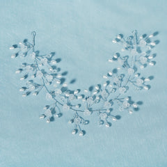 Clear Flower & Pearl Decor Hair Band Headband Bridal Wedding Accessory