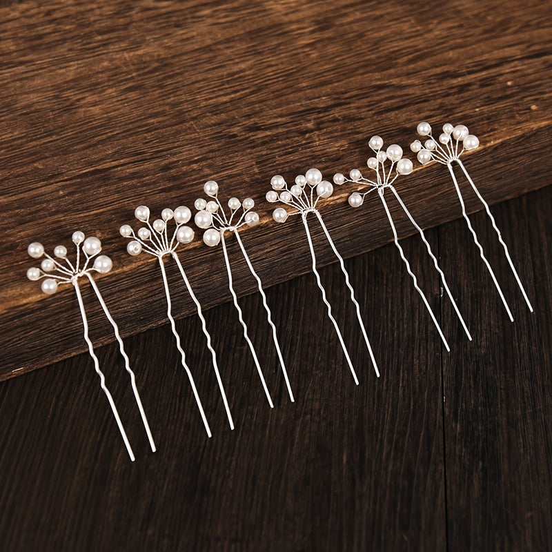 Silvery FauxPearl Bridal Hair Pins Wedding Hairpin