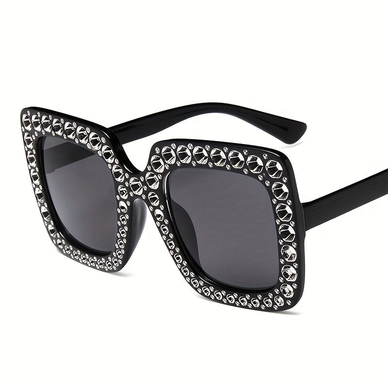 Y2K Oversized Square Rhinestone Sunglasses for Women