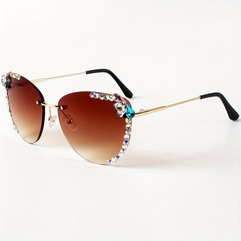 Y2K Vintage Rhinestone Cat Eye Sunglasses