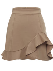 Ruffle Trim Bodycon Skirt Zip Back