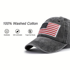 American Flag Baseball Cap Patriotic Washed Hat Vintage Design