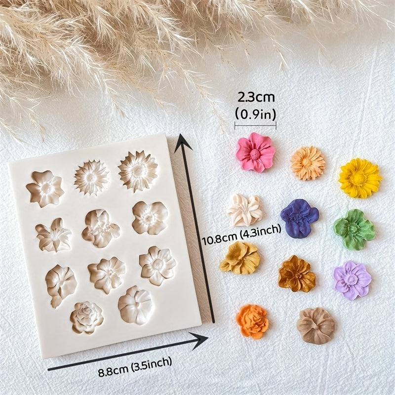 Daisy Silicone Mold for Polymer Clay Earrings, 1 Pc