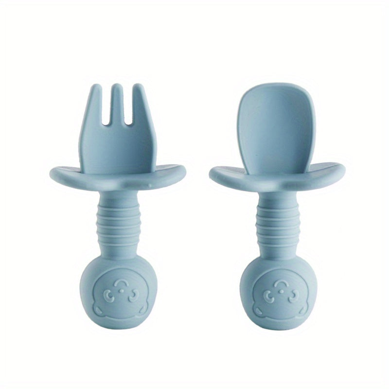 Silicone Baby Fork And Spoon Set for 4+ Months BPA Feeding Tableware