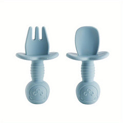 Silicone Baby Fork And Spoon Set for 4+ Months BPA Feeding Tableware