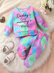 Toddler Girls Tie Dye Long Sleeve T Shirt & Pants Set