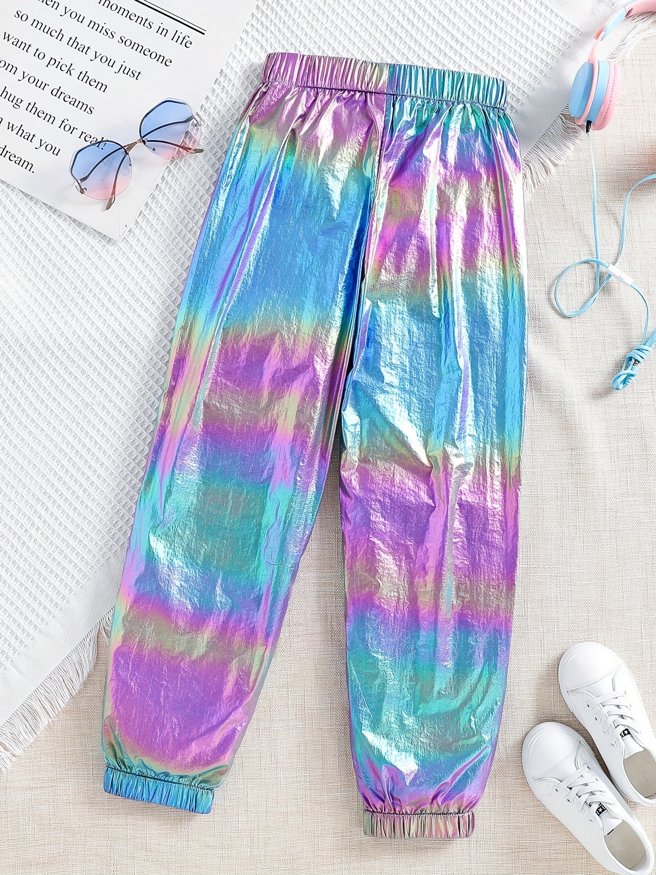 Girls' Rainbow Elastic Waist Party Pants Trousers Outfit