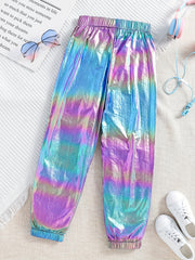 Girls' Rainbow Elastic Waist Party Pants Trousers Outfit