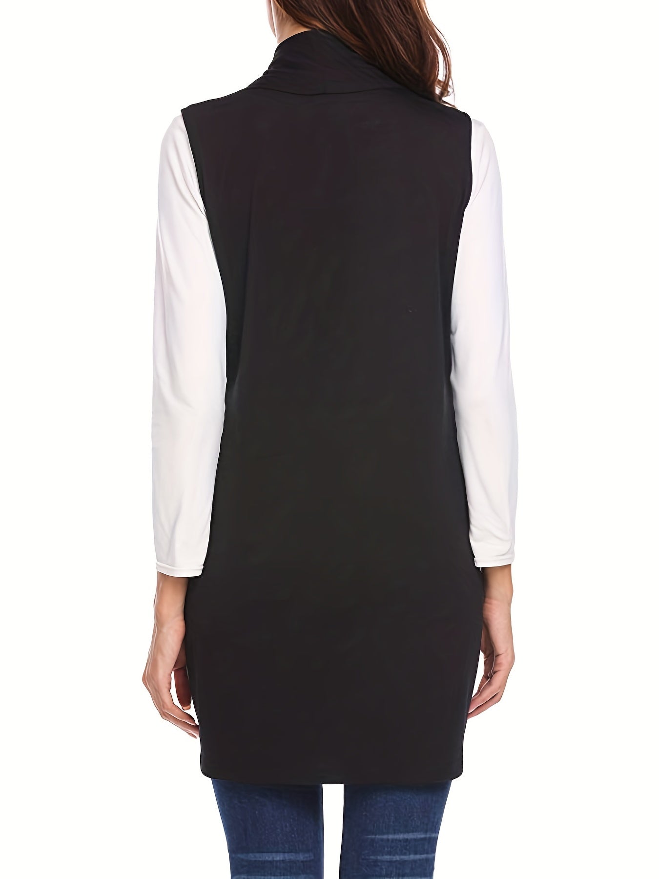 Sleeveless Open Front Vest With Pockets