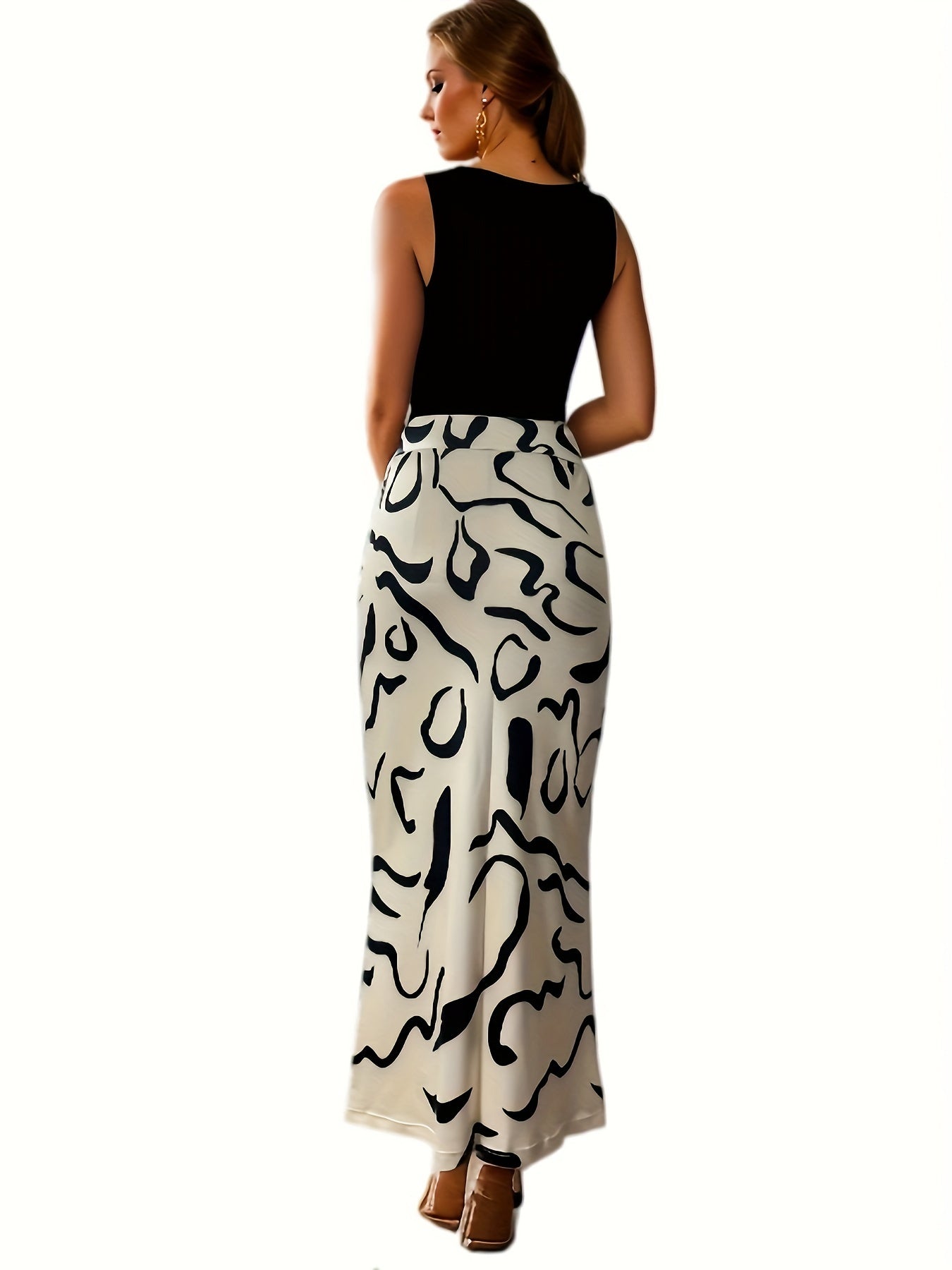 Graphic Print Bodycon Skirt High Waist Skinny Skirt