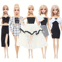5pcs 11.5in Girl Doll Outfit Set Princess Dresses Skirts Casual Wear