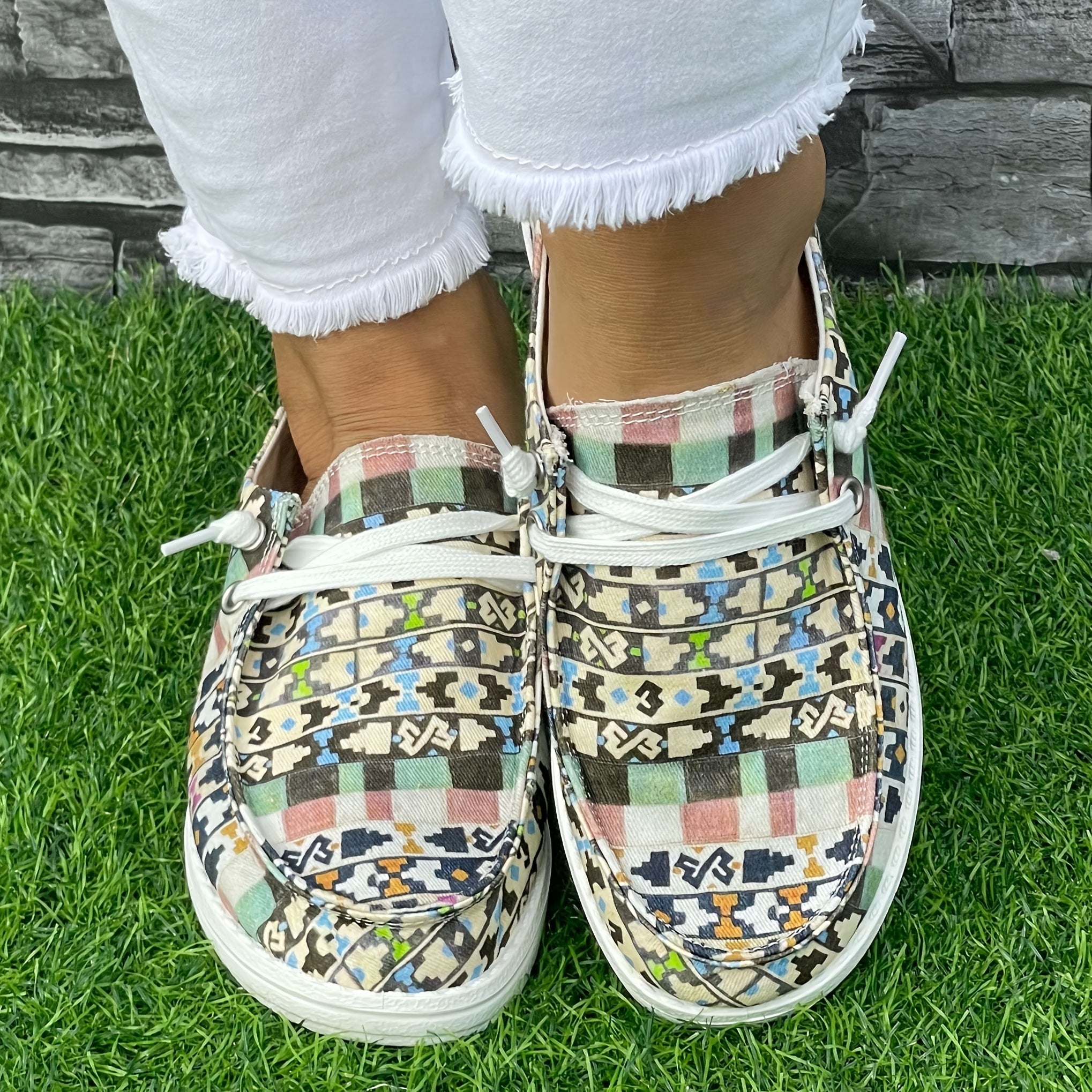 Geometric Flat Shoes Women's Casual Lightweight Soft Comfortable Walking Shoes