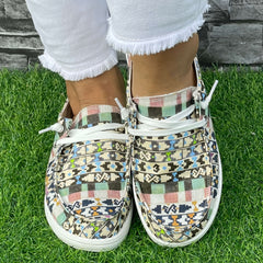 Geometric Flat Shoes Women's Casual Lightweight Soft Comfortable Walking Shoes