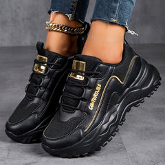 Faux Leather Chunky Sneakers Casual Dad Shoes