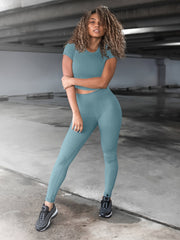 Women's Yoga Workout Set High Waist Leggings & Crop Top