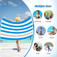 2pcs Striped Pattern Beach Towel Quick Drying Soft Absorbent Beach Towel