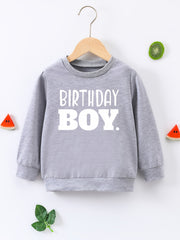 BIRTHDAY BOY Letter Print Boys Casual Sweatshirt
