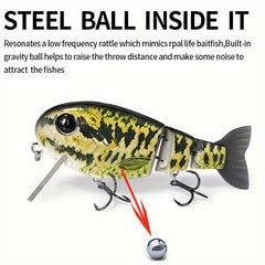 1pc Bionic 3-section Floating Fishing Lure with Steel Ball
