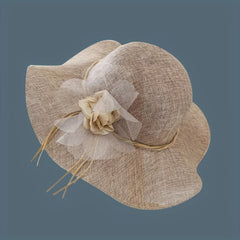 Floppy Mesh Breathable Sun Hat Flower Decor Solid Bucket Hat