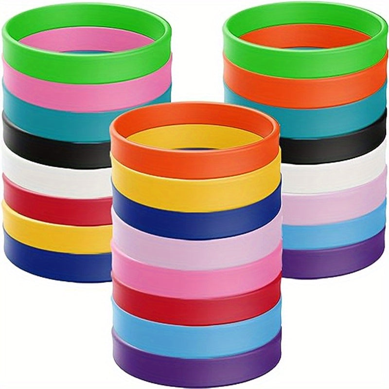100 Pieces Silicone Bracelets Rubber Wristbands Solid Blank Bracelet