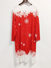 Women's Plus Snowman & Snowflake Print Christmas Dress