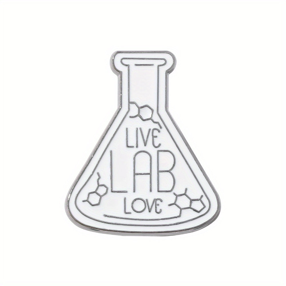 Chemical Bottle Alphabet Brooch Lab Pin Cartoon Scientist Beaker Gift
