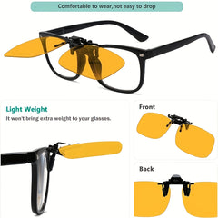 4pcs Clip on Rectangular Polarized Driving Glasses Night Vision Anti Dazzling