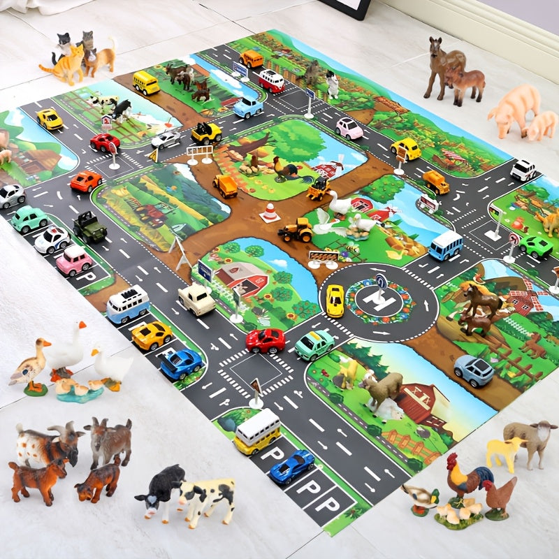 Floor Game Farm Traffic Large Map Simulated City Parking Lot Scene Map