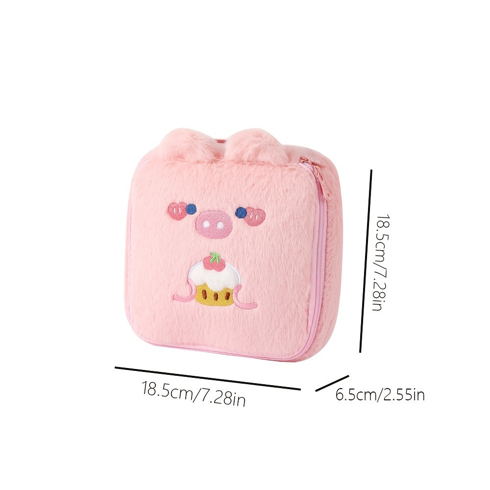 Cartoon Plush Makeup Bag Travel Roomy Cosmetic Pouch Toiletry Bag With Handle