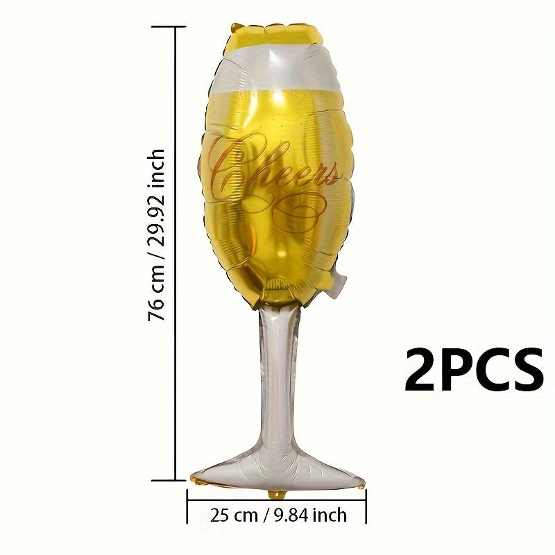 2pcs Champagne Glass Aluminum Balloon Party Decoration Wedding Christmas Home