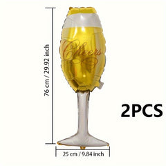 2pcs Champagne Glass Aluminum Balloon Party Decoration Wedding Christmas Home