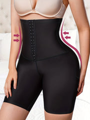 High Waist Shaping Shorts Front Buckle Tummy Control Slimming Shorts