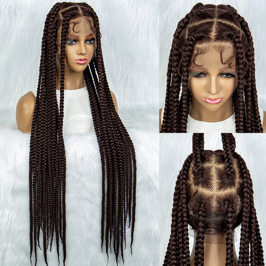 Knotless Box Braided Wig Full Lace Front Synthetic Cornrow Braids Wig