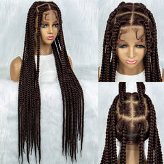 Knotless Box Braided Wig Full Lace Front Synthetic Cornrow Braids Wig