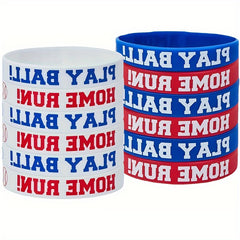 Set of 8 Baseball Silicone Wristbands - Sporty Inspirational Rubber Bracelets
