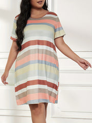 Stripe Short Sleeve Tee Dress