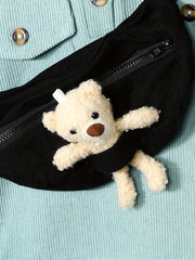 3pcs Teen Casual Pocket Front Hoodie & Pants & Sling Bag Set
