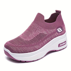 Women's Mesh Panel Sock Sneaker Slip On Platform Shoes