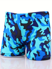 Boys Camo Swim Trunks & Cap Quick Dry for Beach Vacation Kids Summer Clothes