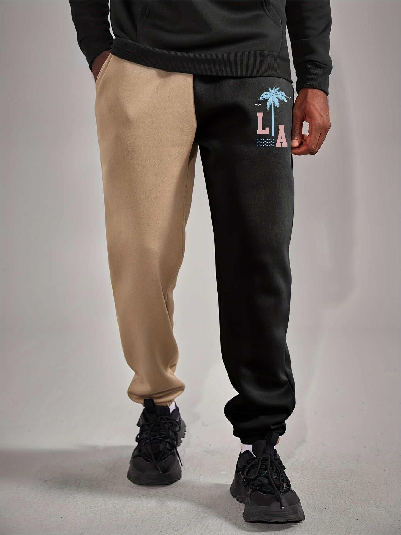 Coconut Tree Print Men's Drawstring Sweatpants Loose Jogger Pants