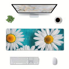 Large Daisies Desk Pad Teal Turquoise Mouse Pad
