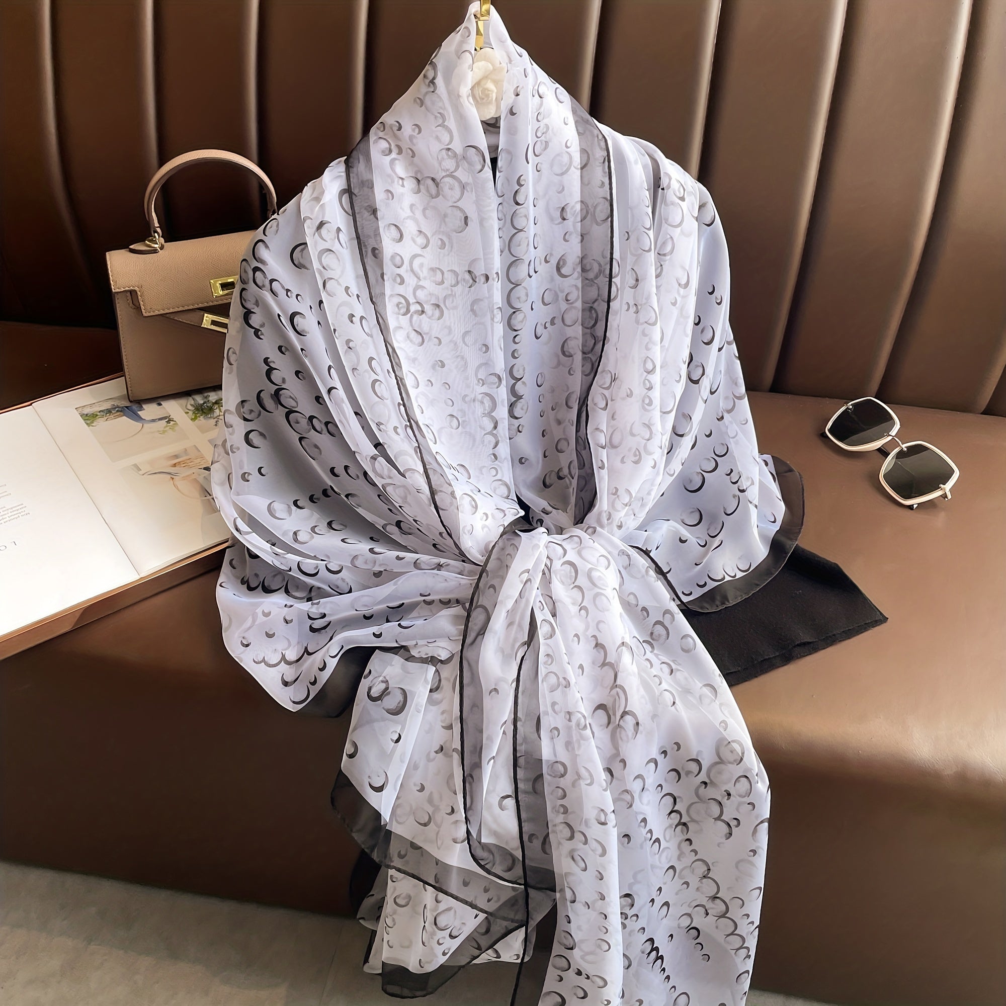 Polka Dot Print Scarf Shawl Casual Head Wrap For Travel