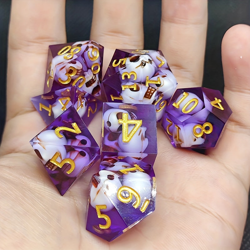 7pcs Halloween Resin Polyhedral Pointed Dices for Roleplaying and Board Games